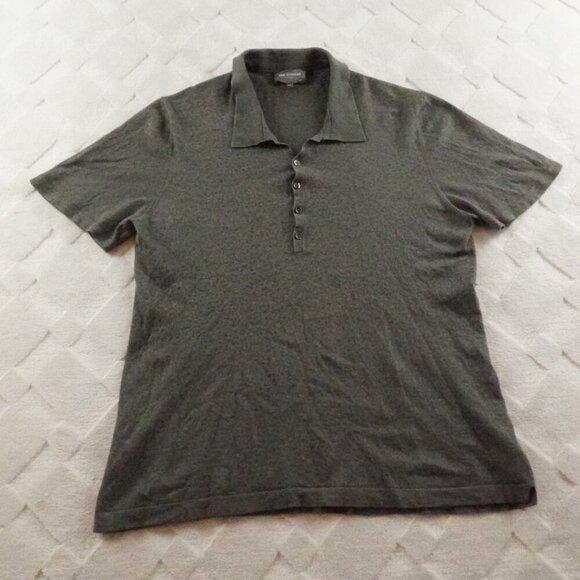 Eric Bompard Polo Shirt Mens Large Cashmere Blend Green READ - Picture 1 of 9